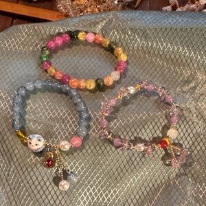 Colorful Asian Beaded Bracelets Set x 3